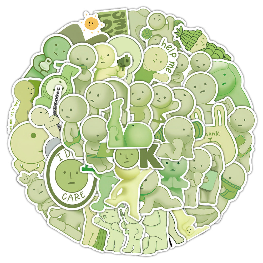 Corner Graffiti Stickers 50 Cross-border Cartoon Tide Play Doll Cute Green Little Person Hand Account Stickers Children