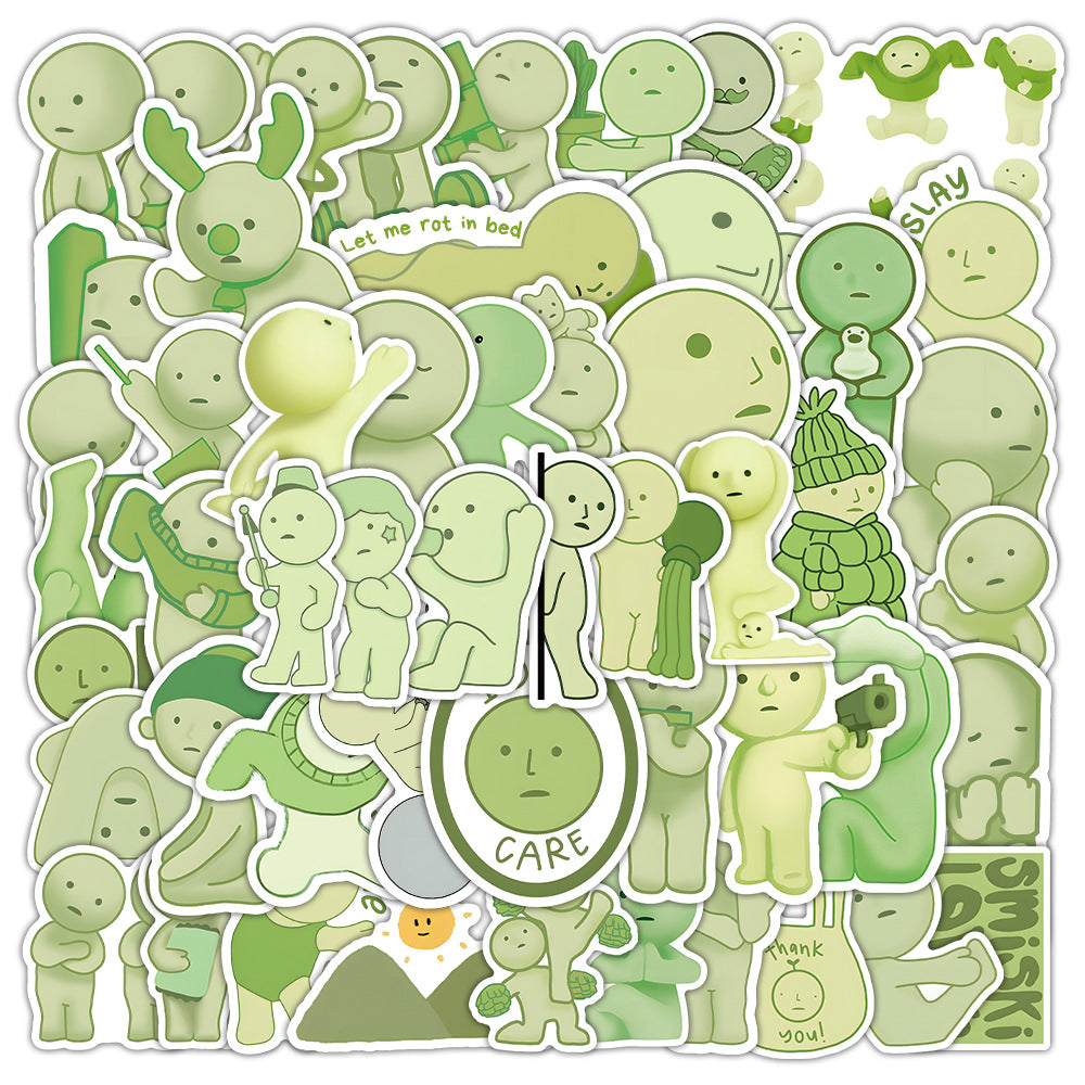 Corner Graffiti Stickers 50 Cross-border Cartoon Tide Play Doll Cute Green Little Person Hand Account Stickers Children