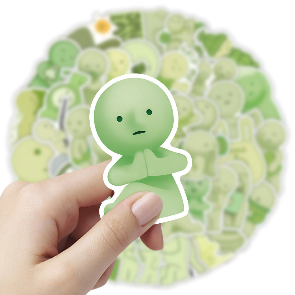 Corner Graffiti Stickers 50 Cross-border Cartoon Tide Play Doll Cute Green Little Person Hand Account Stickers Children
